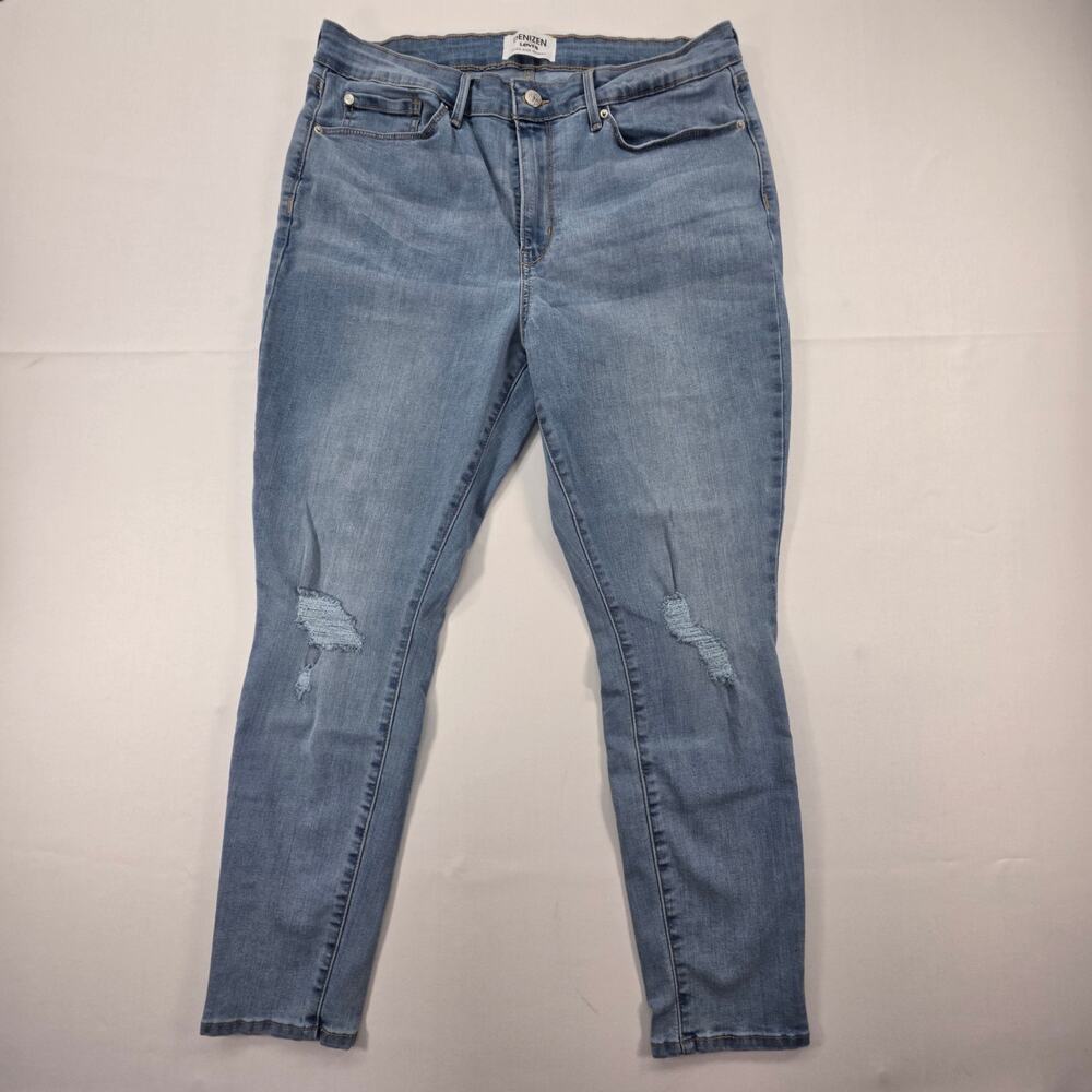 Womens Levi's Denizen Size 16S Distressed Denim Jeans Blue